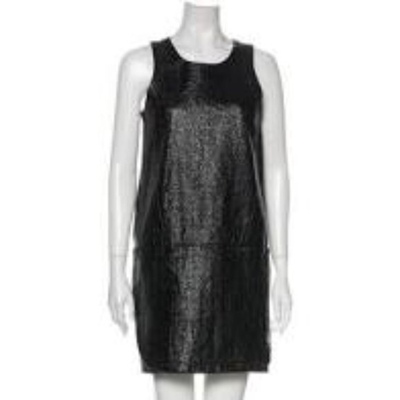 TIBI Faux Patent Leather Mod‎ Madmen Mini Dress 60’s inspired sz 4 - Picture 2 of 7